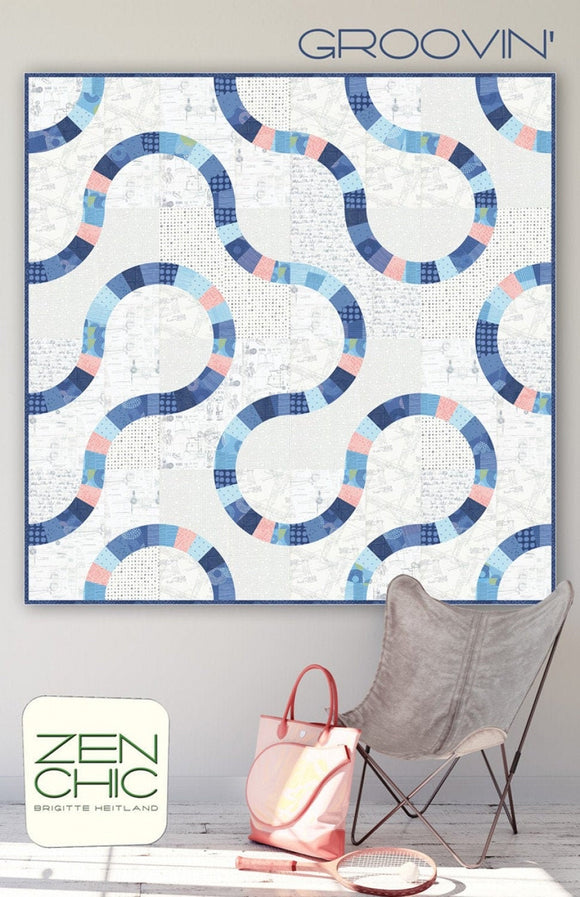 Grovin' - Printed PATTERN only By Zen Chic Quilt size is 65 inches x 65 inches