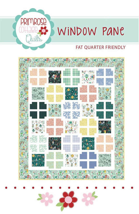 Window Pane Quilt Pattern PCQ-010 15 Fat Quarter FQ Friendly Large Prints Throw Quilt Pattern Primrose Cottage Quilts