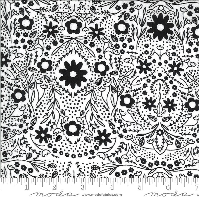 Dwell in Possibility Full Bloom Ivory Night Yardage 48313-29  by Gingiber for Moda Fabric