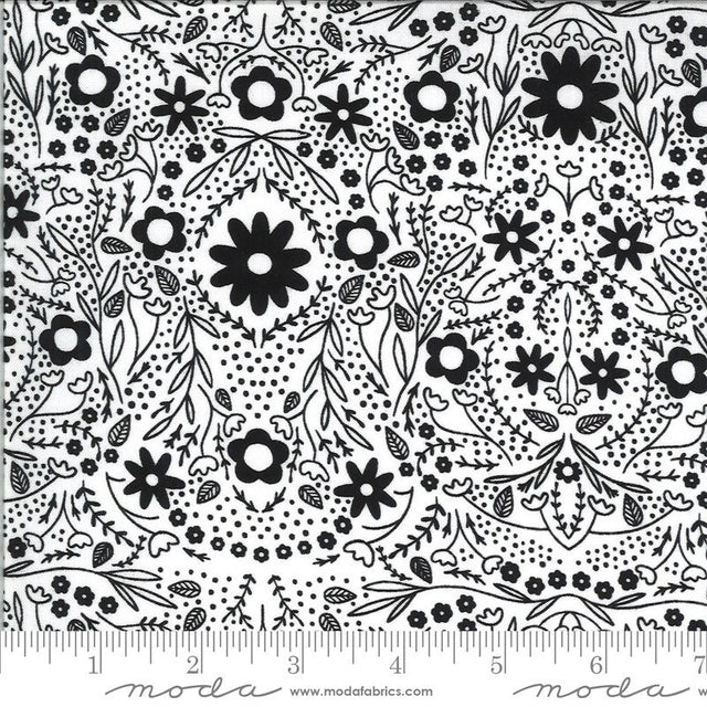 Dwell in Possibility Full Bloom Ivory Night Yardage 48313-29  by Gingiber for Moda Fabric