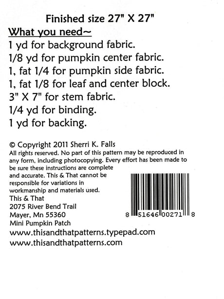 Mini Pumpkin Patch TAT185 From This and That by Sherri Falls