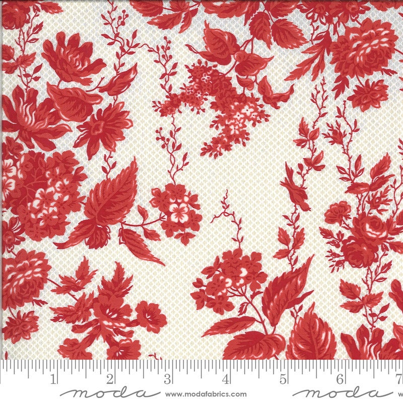 Roselyn Floral Taupe Red Half Yard Increments 14910-14 by Minick and Simpson for Moda Fabrics