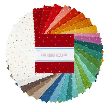 Bee Cross Stitch 5" Charm Pack 5-745-42  By Lori Holt for Riley Blake Designs 42 pieces