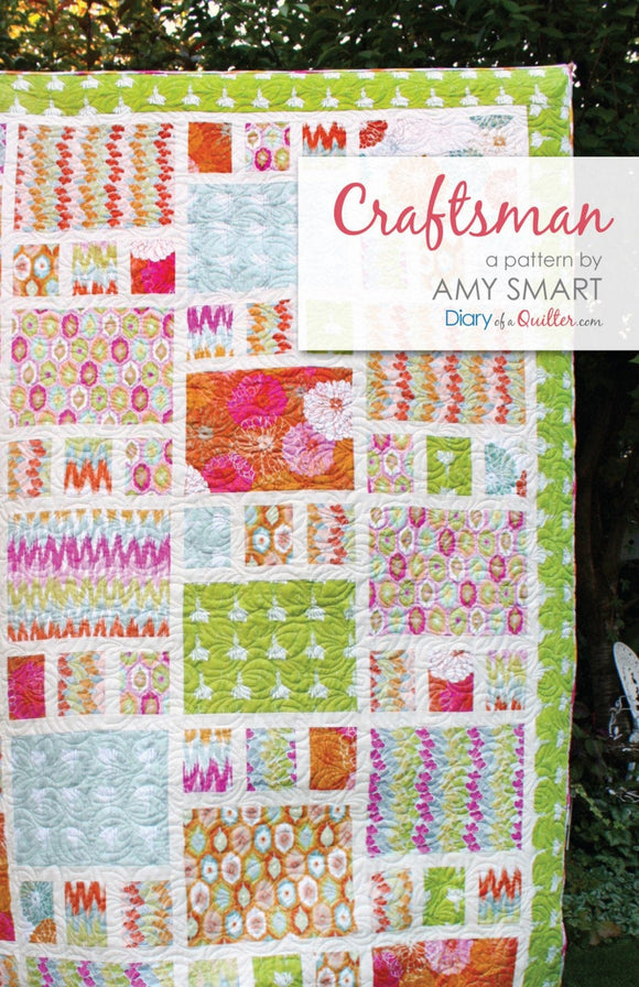 Craftsman Quilt Pattern -  Printed Pattern Only DQ-1601 By Amy Smart - Diary of a Quilter Instructions for Throw and Crib sizes quick & easy
