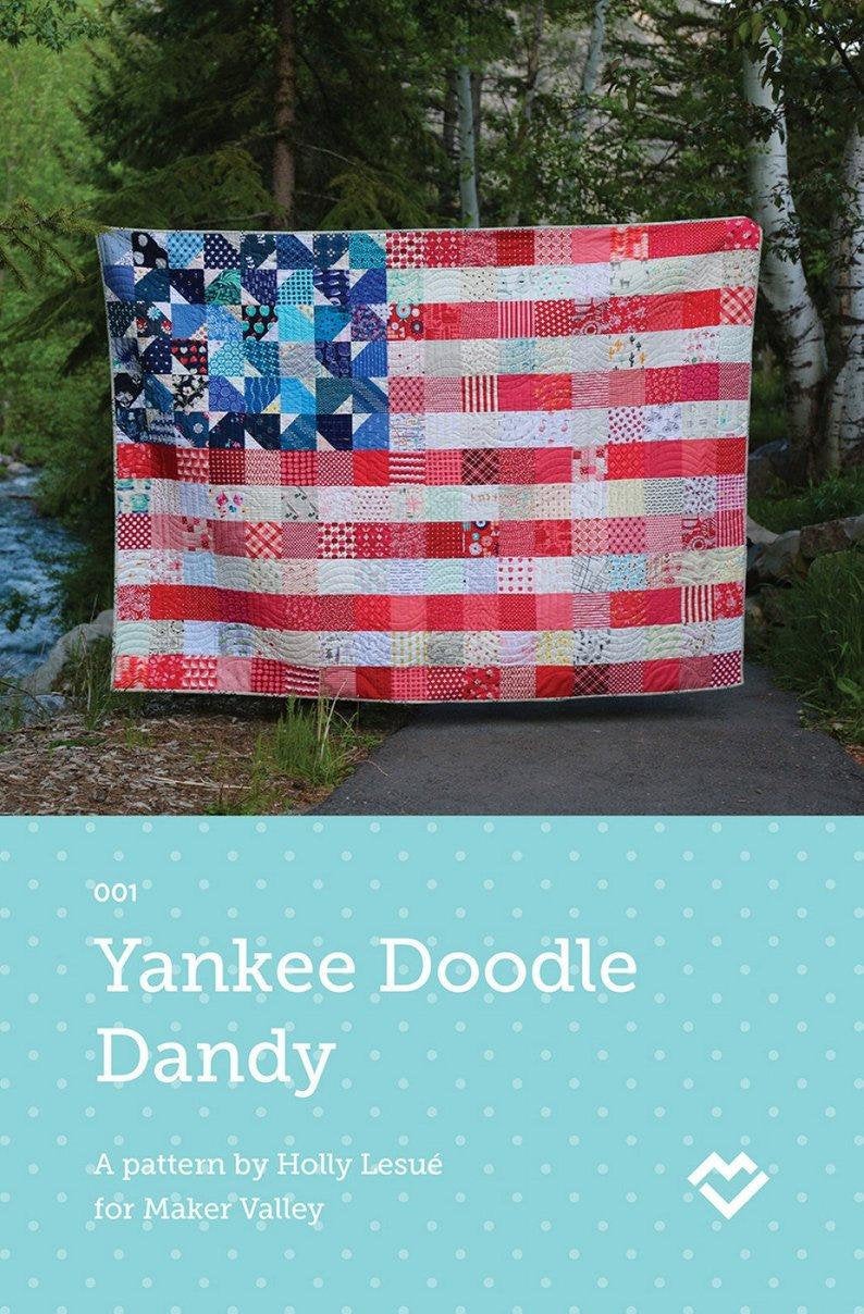 Yankee Doodle Dandy Quilt Kit, Including pattern by Maker Valley and all fabric for quilt top and binding 58.5&quot; x 81&quot; finished