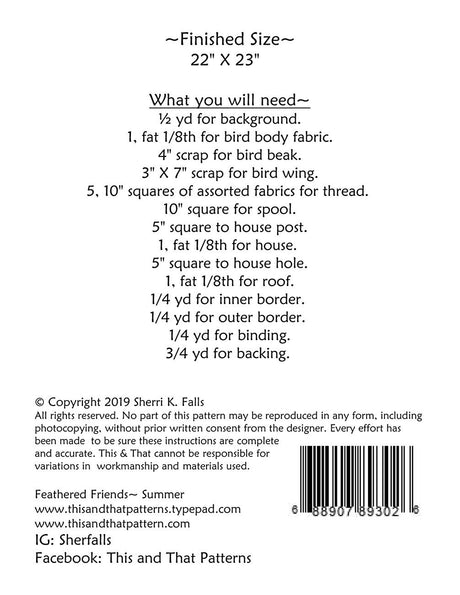 Feathered Friends Summer TAT338 From This and That by Sherri Falls