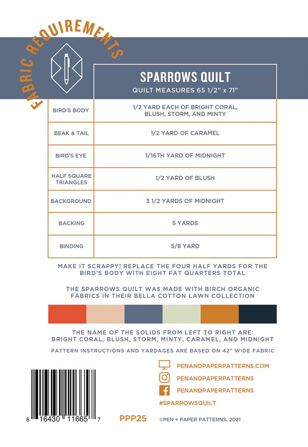 Sparrows Quilt Pattern Pattern PPP25 from Pen & Paper Patterns By Lindsey 65 x 71