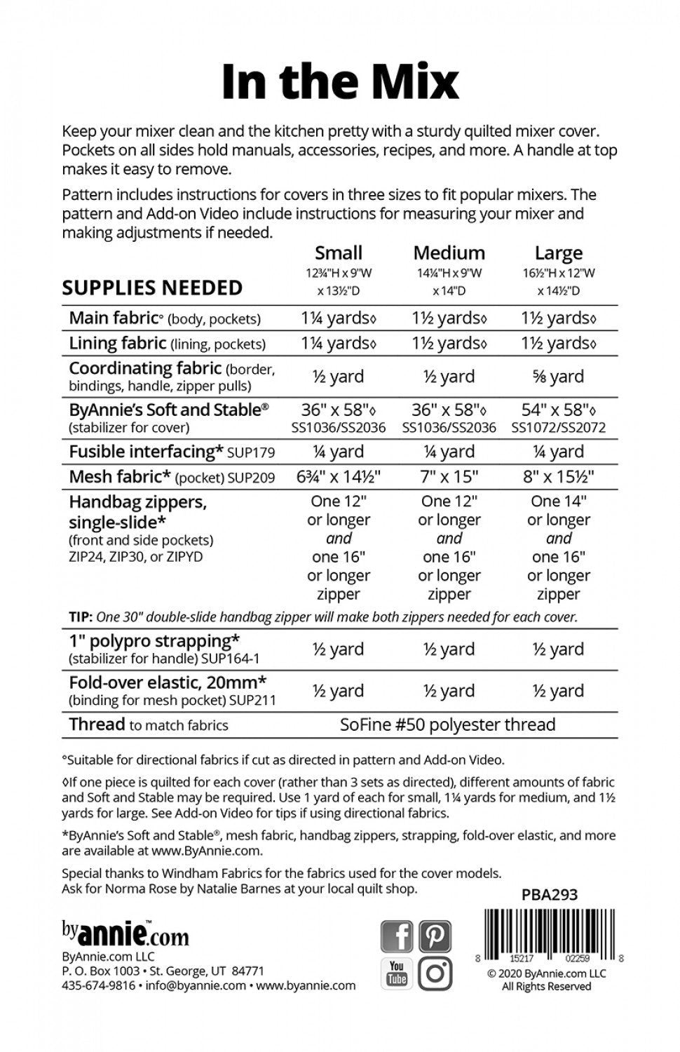In the Mix  PBA293 sewing Pattern by Annie