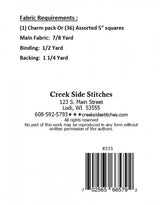 Charming Prisms Table Topper Printed Pattern only CSS331 by Creek Side Stitches, precut friendly