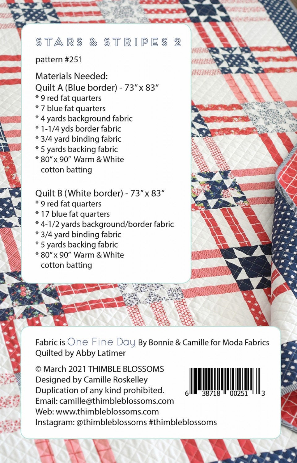 Stars & Stripes 2 quilting pattern TBL252  by Thimble Blossoms