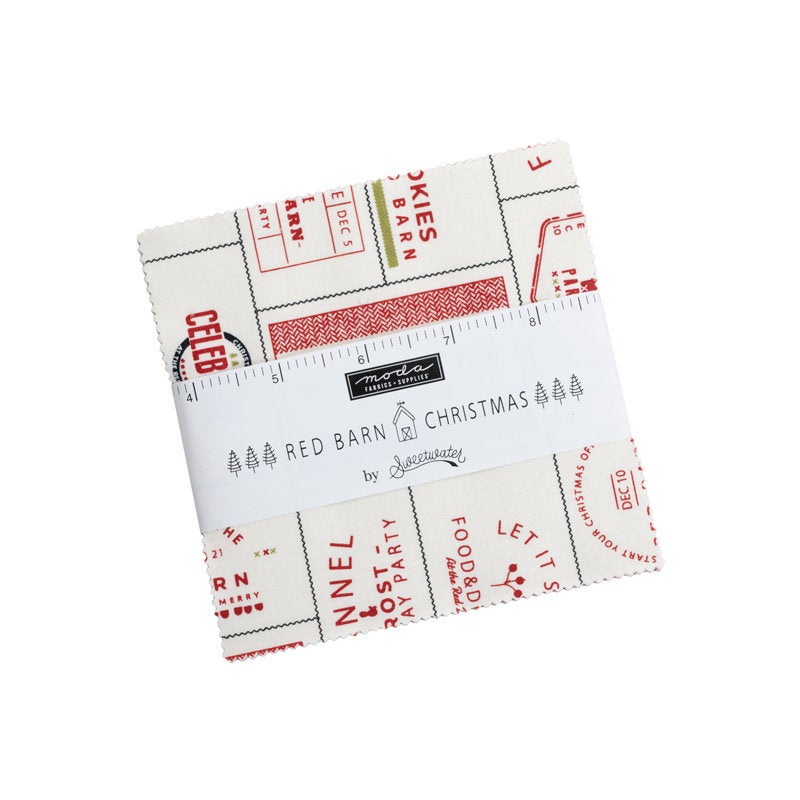 Red Barn Christmas Charm Pack 5" 55530PP By Sweetwater for Moda Fabrics
