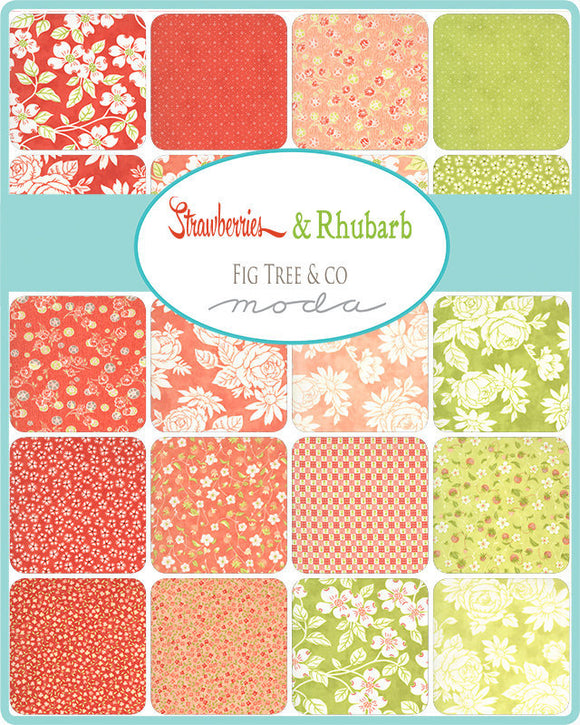 Strawberries and Rhubarb 1/2 yard bundle all 40 pieces By Fig Tree Quilts for Moda Fabrics 20400HYB  **Free  Shipping**