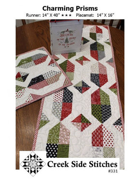 Charming Prisms Table Topper Printed Pattern only CSS331 by Creek Side Stitches, precut friendly