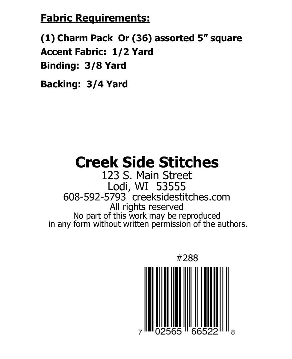 Charming Road to Nowhere  Quilt Pattern CSS288 by Creek Side Stitches, precut friendly