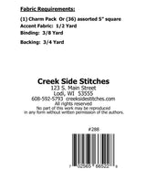 Charming Road to Nowhere  Quilt Pattern CSS288 by Creek Side Stitches, precut friendly