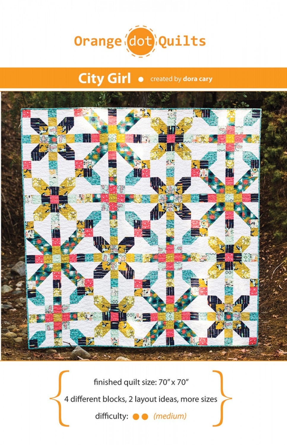 City Girl Quilt pattern by  Dora Cary for Orange Dot Quilts CITYGRL-014 70"x70"