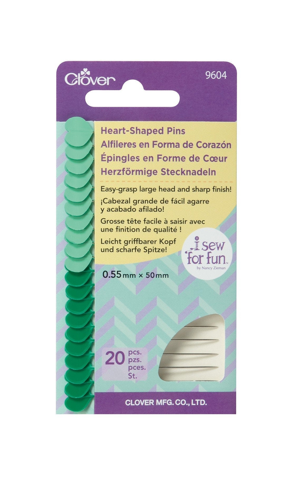 Clover Quilting I Sew For Fun Heart Shaped Pins 9604CV