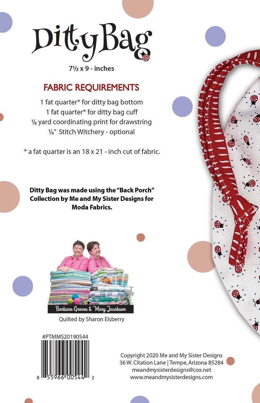 Ditty Bag pattern by Me and My Sisters Designs for Moda Fabrics