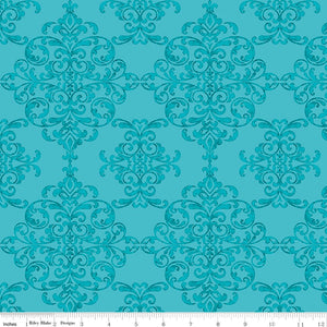 Lucy June Damask C11222-Aqua by Lila Tueller for Riley Blake Designs
