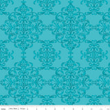 Lucy June Damask C11222-Aqua by Lila Tueller for Riley Blake Designs