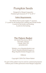 Pumpkin Seeds  By Margot Languedoc Designs  Paper Pattern ONLY 48 1/2 x 60 1/2