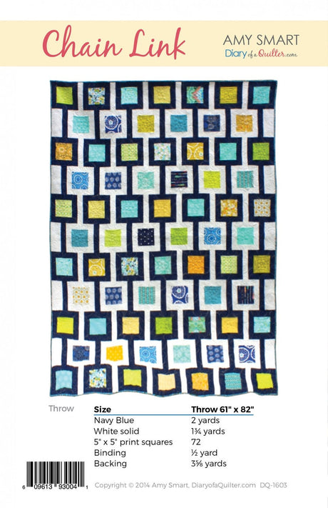 Chain Link a paper pattern by Amy Smart, Diary of a Quilter 61" x 82"
