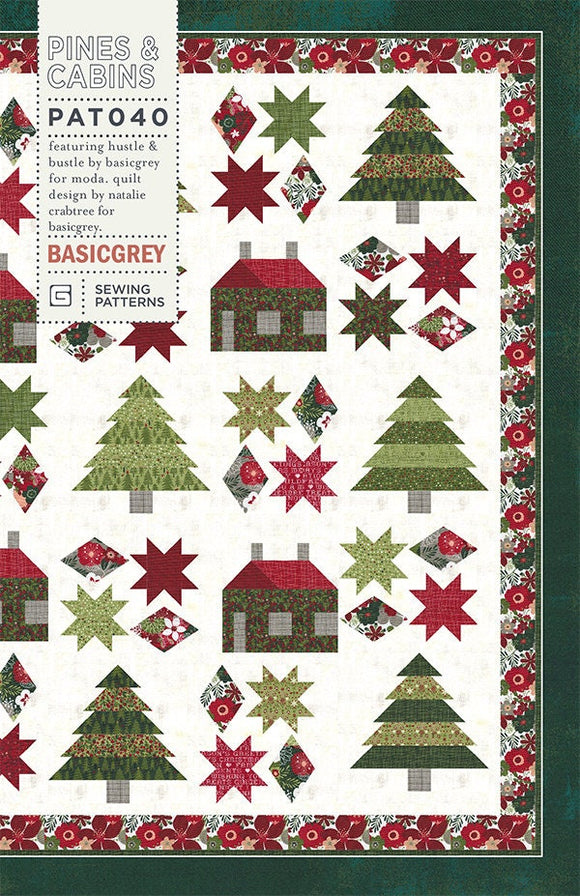 Pines and Cabin Quilt Pattern PAT040 Basic Grey 70 x 70