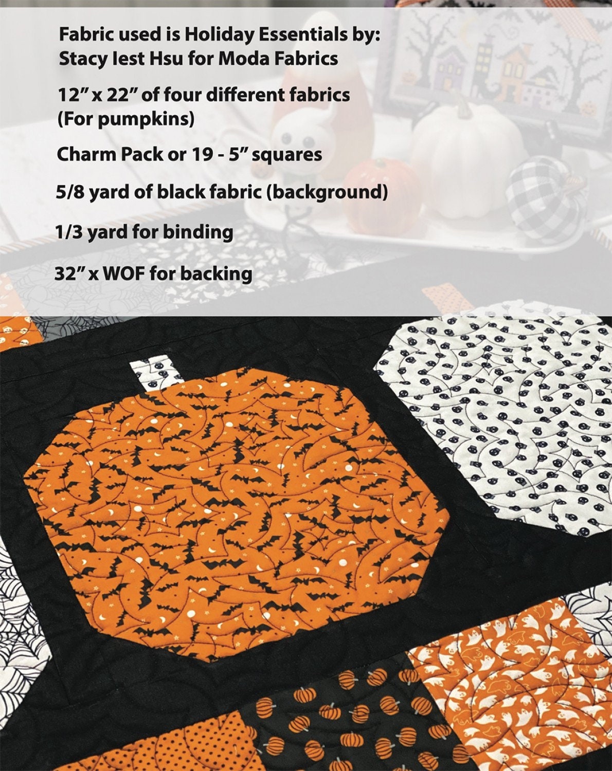 Hey Pumpkin!  Table Topper Pattern PCQ-029 by Primrose Cottage Quilts