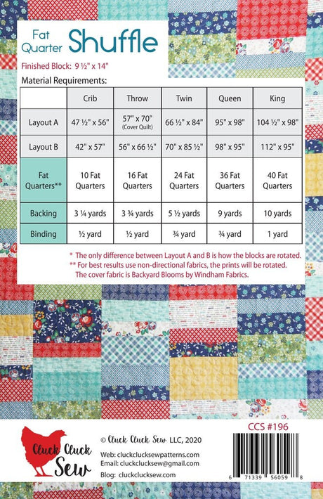 Fat Quarter Shuffle Quilt Pattern CCS1961 Paper Pattern  in Five Sizes By Cluck Cluck Sew