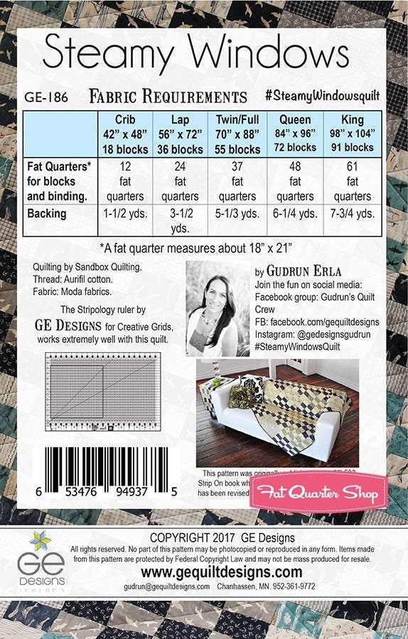 Steamy Windows Quilt Patterns by GE Designs Iceland, Crib, Lap, Twin/ Full, Queen, and King sizes GE-186