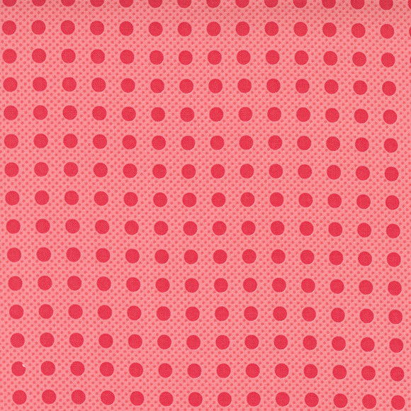 Beautiful Day Pin Dot Polka Tea Rose - Scarlet Yardage 29137-29 by Corey Yoder for Moda Fabrics Sold by 1/2 Yard increments
