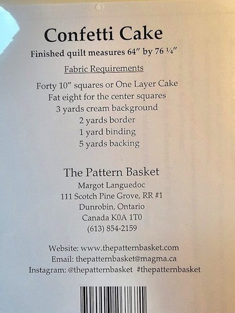 Confetti Cake Quilt Pattern TPB0716 By Margot Languedoc Designs Paper Pattern ONLY