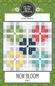 New Bloom Printed Quilt Pattern by April Rosenthal for Prairie Grass Patterns Finished Size 39" x 39"