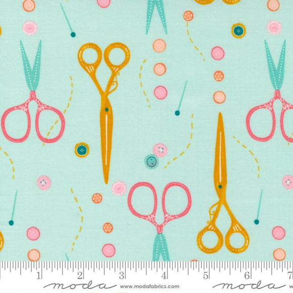 Sew Wonderful Cut It Out Soft Aqua Yardage 25112-17 by Paper and Cloth Sold by 1/2 Yard Increments