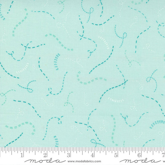 Sew Wonderful Stitch in Time Soft Aqua Yardage 25116-17 by Paper and Cloth Sold by 1/2 Yard Increments