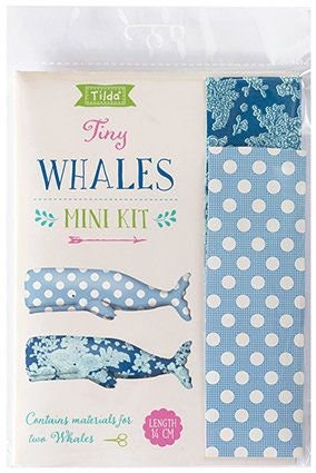 Tilda Whales Pincushion Mini Kit, Includes Cotton Fabrics and Instructions 14 CM