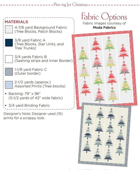 Pine-ing for Christmas Quilt Pattern  WS34 by Wendy Sheppard Printed Pattern Only 71 x 88 inches