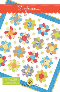 Sunflowers Quilt Pattern by Fig Tree Quilts, Finished Size 64" x 64"