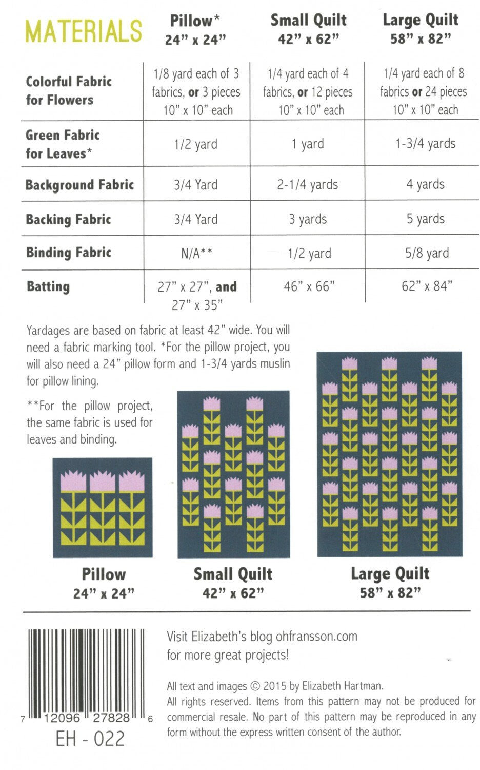 Thistle Quilt PATTERN by Elizabeth Hartman EH022