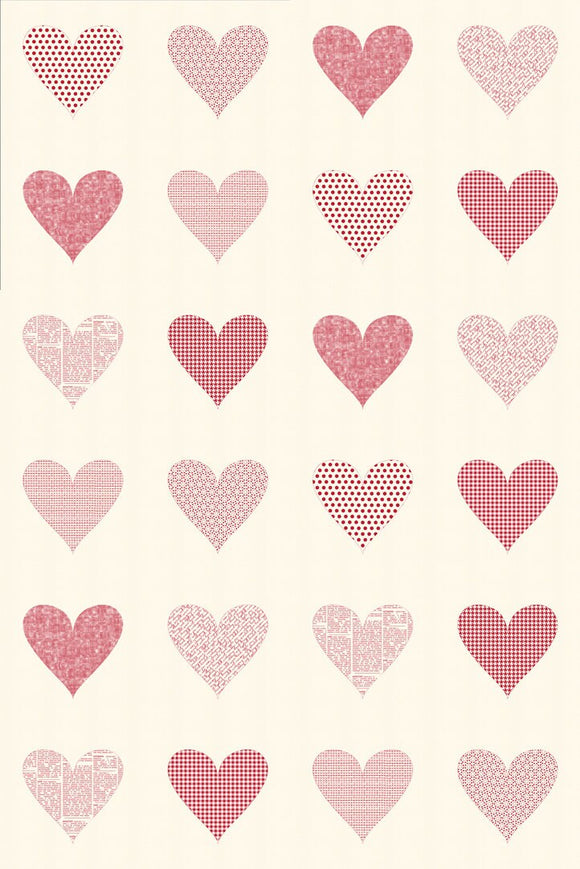 Printworks Flirt Unbleached Red Moda 55577 12P Packaged Panel Heart quilt Panel 36