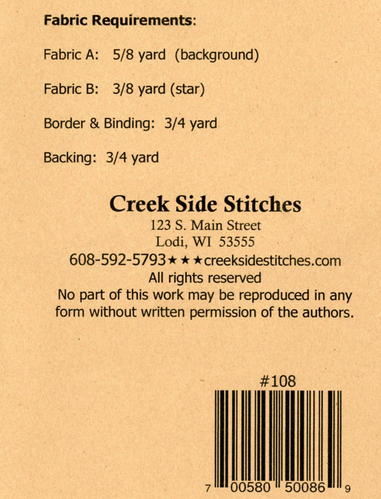 Cookie Cut Starburst # CSS108 Creek Side Stitches Table Runners & Toppers Size: Topper 48in x 18in bin mp