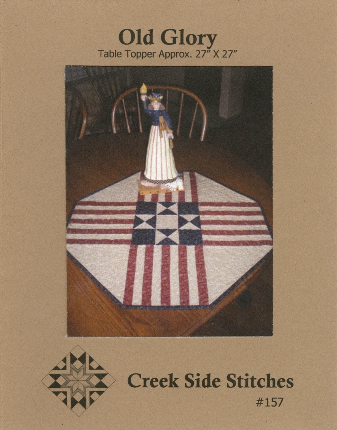 Old Glory # CRSS157 by Creek Side Stitches Patriotic Placemats, Table Runners & Toppers Size: 27in x 27in