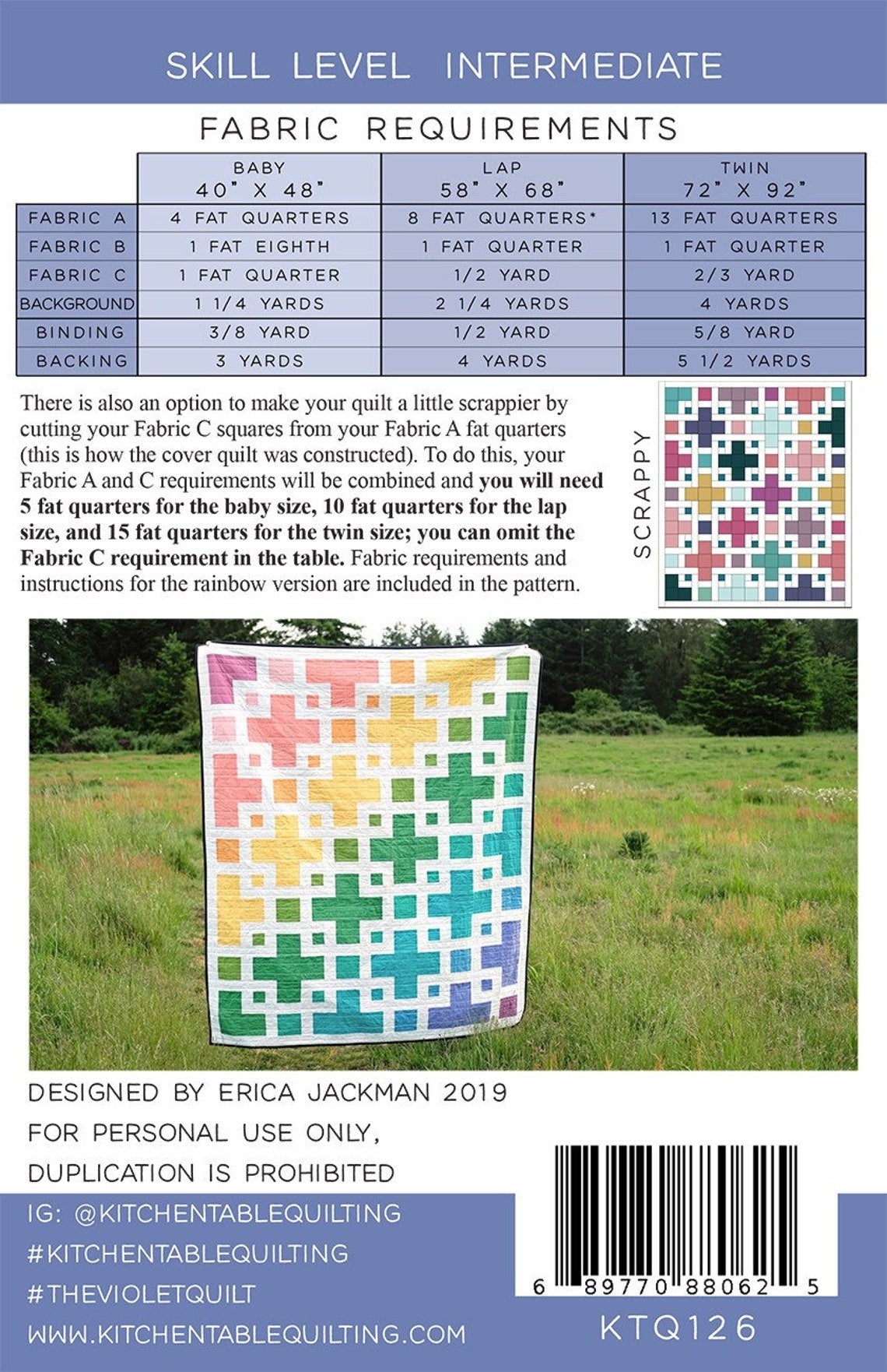 The Violet Quilt Pattern KTQ126  by Kitchen Table Quilting (baby, lap and twin sizes)