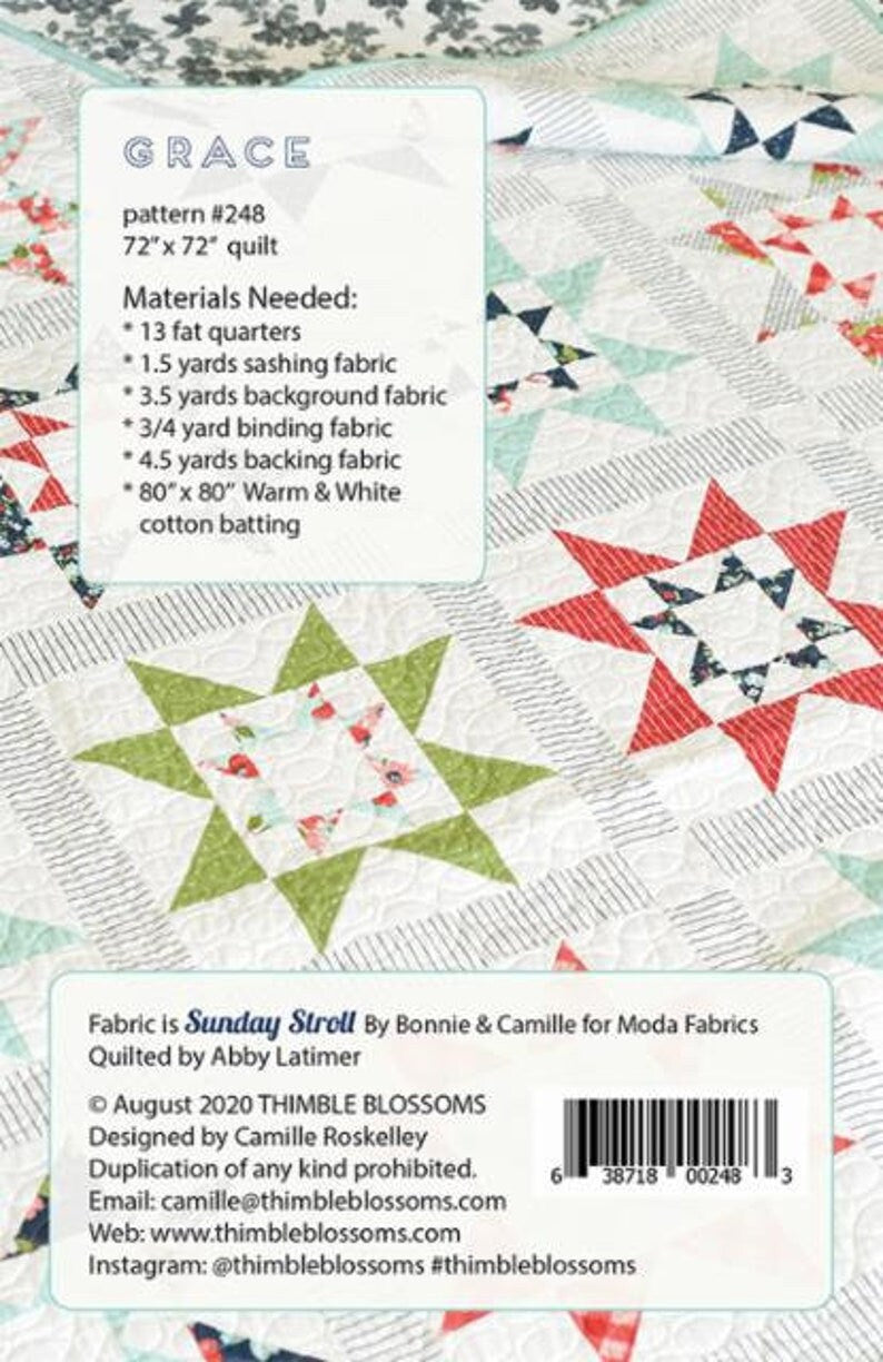 Grace quilting pattern TBL248  by Thimble Blossoms