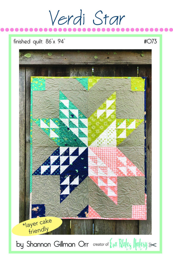 Verdi Star Quilt pattern #073 - PAPER PATTERN-only By Krista Moser Finished Size 86