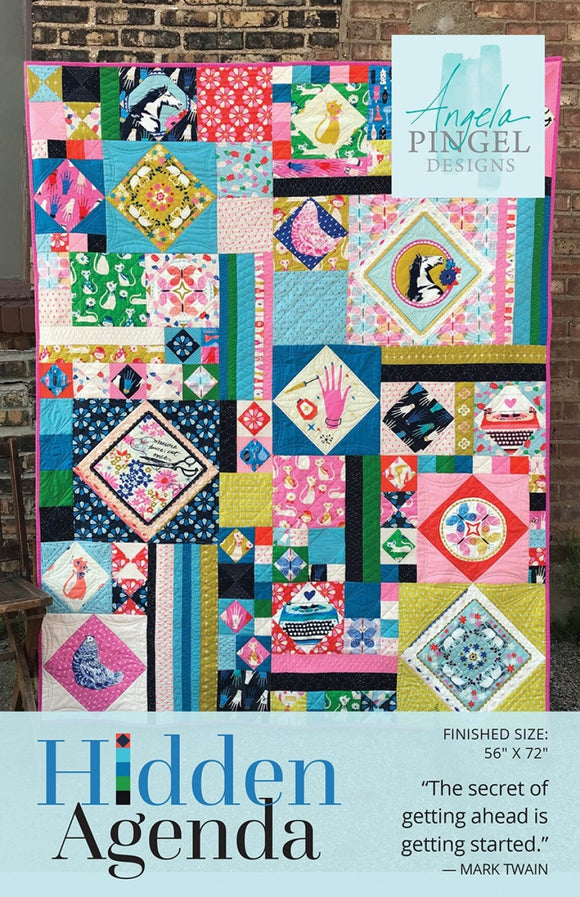 Hidden Agenda Quilt pattern  PAPER PATTERN-only By Angela Pingel Designs Finished Size 56