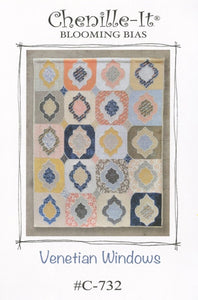 Venetian Windows Quilt pattern #C-732 - PAPER PATTERN-only By Blooming Bias Finished Size 62" x 77 1/2"