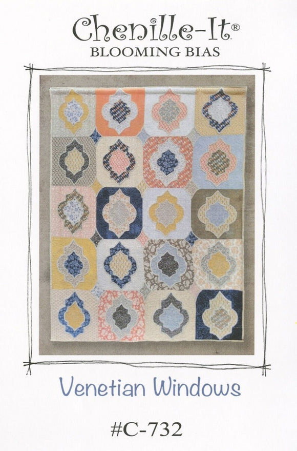 Venetian Windows Quilt pattern #C-732 - PAPER PATTERN-only By Blooming Bias Finished Size 62