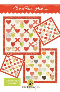 Charm Pack Hearts Printed Pattern 34 1/2 x 34 1/2 quilt size by Fig Tree and Co. FTQ1848