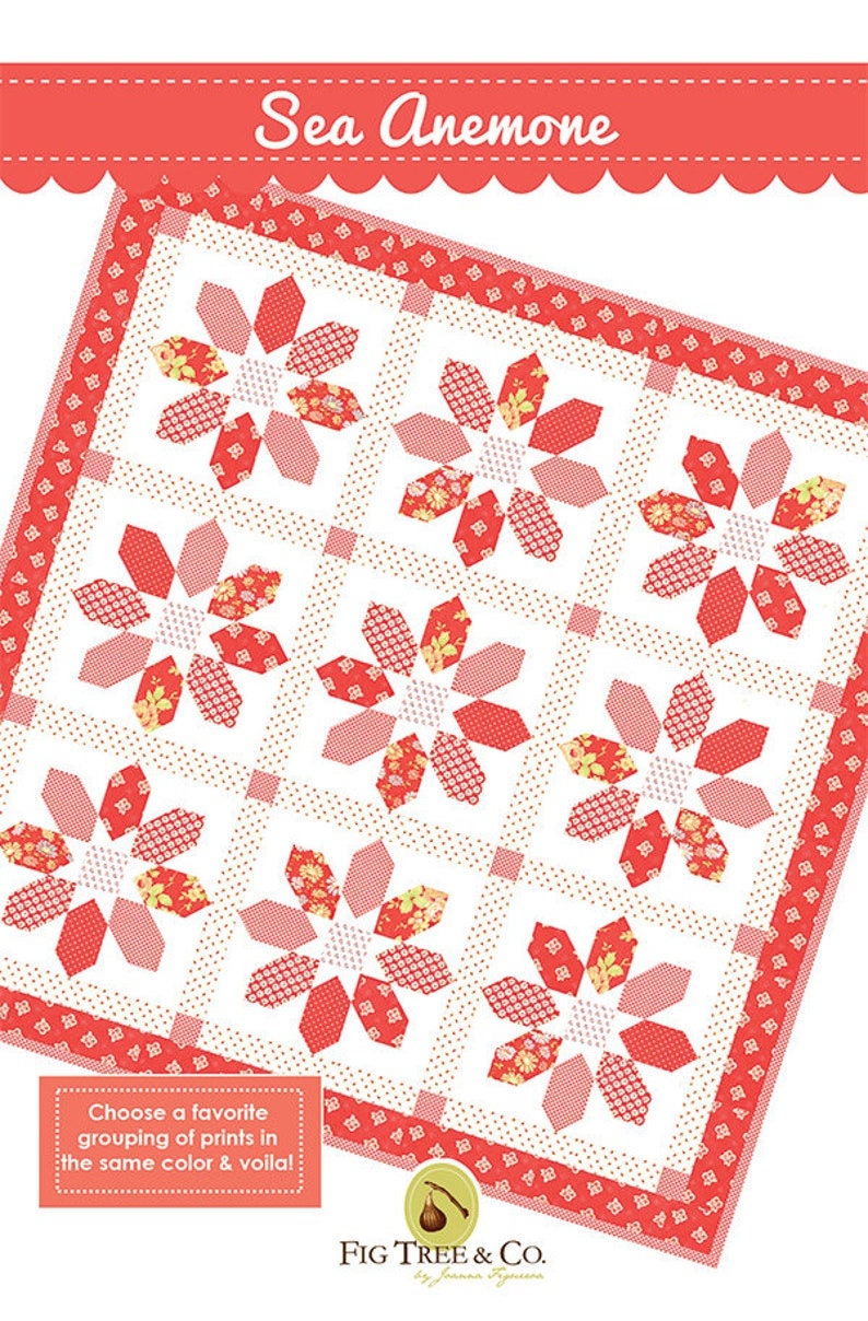 Sea Anemone quilt Printed Pattern Only by Fig Tree Quilts 62 x 62 inches
